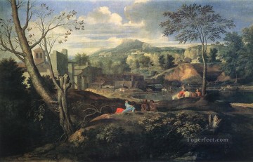 Paisaje ideal pintor clásico Nicolas Poussin Pinturas al óleo